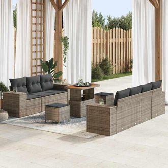 vidaXL Vidaxl - Conjunto De Sof&aacute; De Jard&iacute;n 10 Pcs Gris 90 X 55 X 71 Cm