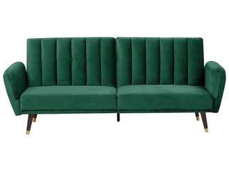 Beliani Beliani - Divano Letto In Velluto Verde Smeraldo Vimmerby