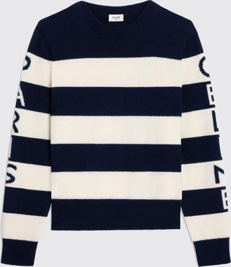 Celine Maglia in lana e cashmere a righe con logo