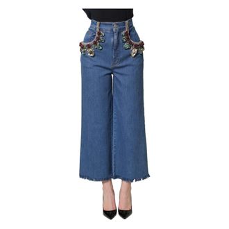 Dolce & Gabbana Wide Cropped Denim Jeans - female - Dolce & Gabbana - Cropped Jeans - Blue - 2XS - Jeans