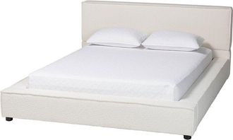 Baxton Studio Bardia Modern Boucle Queen Platform Bed with Wide Railing