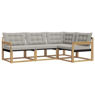 vidaXL Conjunto De Sof&aacute;s De Exterior 4 Pcs Blanco Y Gris Claro Vidaxl