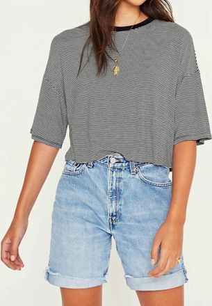Bloomingdale's Briar Striped Crewneck Top In Black/white