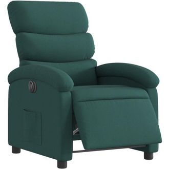 vidaXL Vidaxl - Sill&oacute;n Reclinable El&eacute;ctrico Tela Verde Oscuro