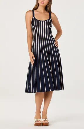 ASTR the Label Irecia Stripe Sleeveless Sweater Dress in Navy Stripe at Nordstrom, Size X-Small