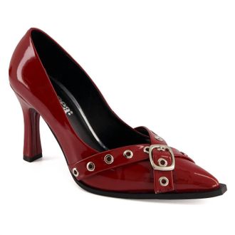 Andrea Womens Stilettos With Double Strap Ornament Pumps In Red