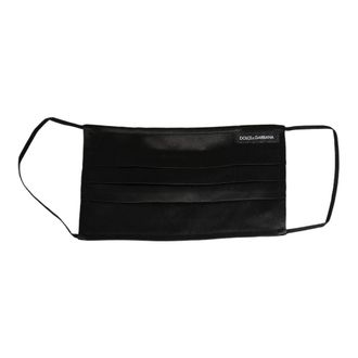Dolce & Gabbana Satin Silk Pliss&eacute; Elastische Oorlus Mondkapje - unisex - Accessoires - Zwart - Maat: ONE Size Zijde