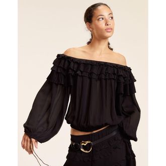 Cynthia Rowley Off Shoulder Ruffle Blouse