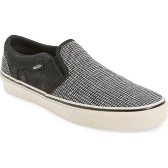 Vans Asher Deluxe Slip-On Sneaker in Houndstooth Black/taupe at Nordstrom Rack, Size 9.5