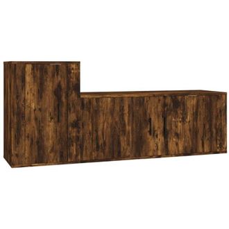 vidaXL Vidaxl - Set De Muebles De Tv 2 Pzas Madera Contrachapada Roble Ahumado