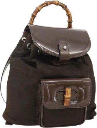 Gucci Pre-owned Backpacks, female, Brown, Size: ONE SIZE Pre-owned Vintage Nylon Backpack