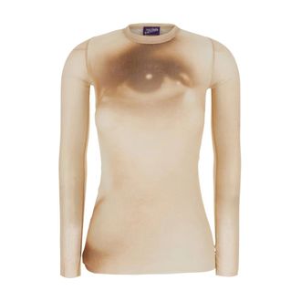 Jean Paul Gaultier Tops, Dames, Beige, M, T-shirt met lange mouwen