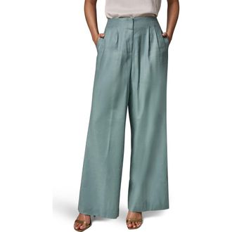 DKNY Wide Leg Linen Blend Pants in Waterlily at Nordstrom, Size 14