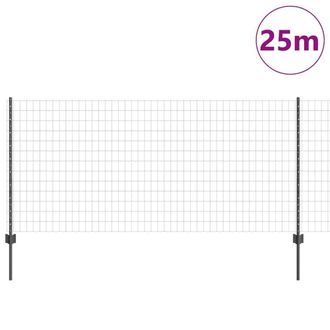 Berkfield Home Durable Euro Fence with 22 U Posts Grey 1x25 m Steel