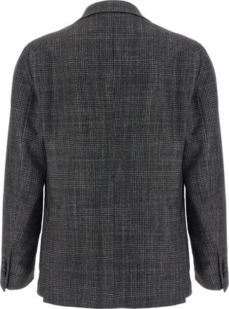 Tagliatore Check-Patterned Virgin Wool Blend Blazer - grey