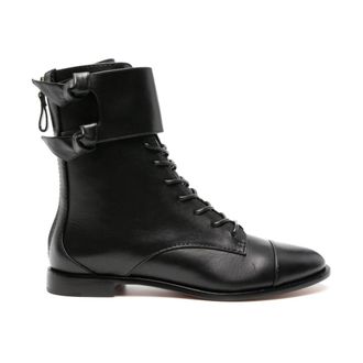 Alexandre Birman Zwarte Nappa Charme - Dames - Veterlaarzen - Zwart - 36 1/2 EU - Leer - Schoenen