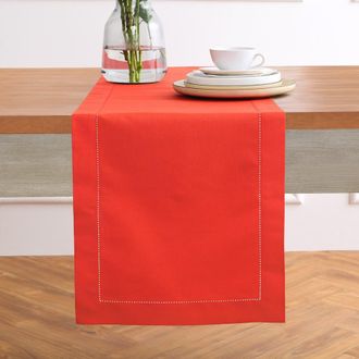 Solino Home Cotton Linen Hemstitch Table Runner for Dining Table, Holiday and Everyday Table Decor in Poppy Red at Nordstrom, Size Xx-Small