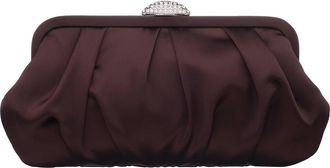 Nina Concord Pleated Satin Frame Clutch in Chocolate at Nordstrom