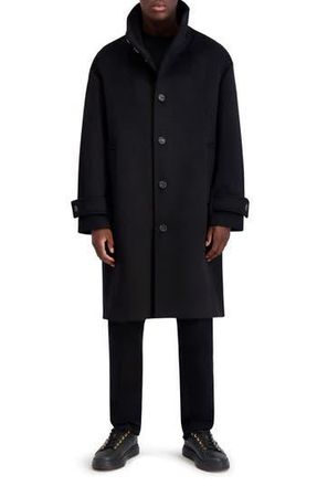 Karl Lagerfeld Wool Blend Top Coat in Black at Nordstrom Rack, Size Medium