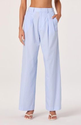 ASTR the Label Neha Stripe Cotton Pants in Blue Pinstripe at Nordstrom, Size X-Small