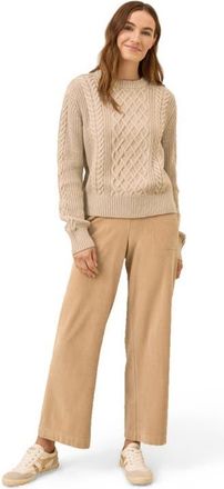 Pact Organic Cotton Cable Knit Crew Sweater in Flax Heather at Nordstrom, Size X-Large