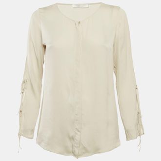 HUGO BOSS Boss By Hugo Boss Off-White Crepe Button Front Blouse L