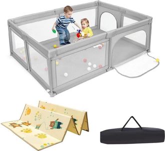 Costway Costway - Parque Infantil Bebe, Parque Para Beb&eacute;s Y Ni&ntilde;os, Centro Actividad Estable Y At&oacute;xico, Parque Antica&iacute;da Con Pelotas, Red Transpirable Y Cremal