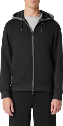 Bugatchi Full Zip Hoodie in Caviar at Nordstrom, Size Xx-Large