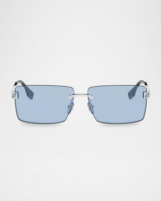Fendi Men & apos;s Fendi Sky Rimless Metal Rectangle Sunglasses