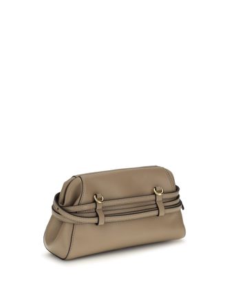 Moschino Womens Clutch Belt-Detail Ecru Hircus Goatskin Shoulder Bags