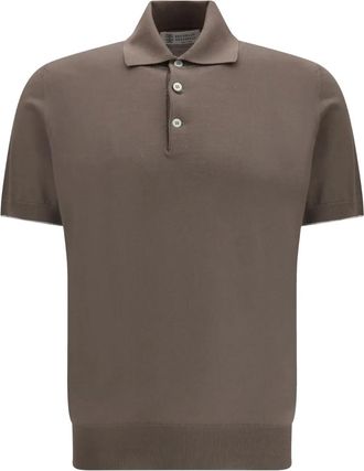 Brunello Cucinelli Poloshirt met korte mouwen - Bruin