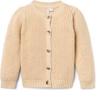 Janie and Jack The Classic Ribbed Cardigan in Beige at Nordstrom, Size 18-24M