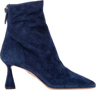 Aquazzura Pre-owned Womens Aquazzura Amore 75 Ankle Boots in Navy Blue Suede - Size EU 39