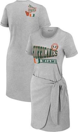 WEAR by Erin Andrews Womens WEAR by Erin Andrews Heather Gray Miami Hurricanes Knotted T-Shirt Dress at Nordstrom, Size Xx-Large