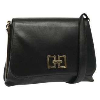 Ferragamo Pre-owned Leren Schoudertas - Dames - Pre-owned - Zwart - Maat: ONE Size Leer