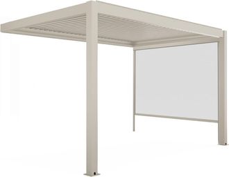 Oviala P&eacute;rgola bioclim&aacute;tica adosada de 3x4 m y 1 toldo madera crema