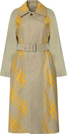 Burberry Womens Checked Reversible Trench Coat Beige Cotton & Raincoats