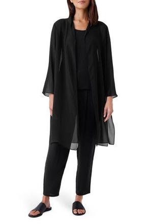 Eileen Fisher Sheer Silk Georgette Jacket in Black at Nordstrom Rack, Size Xx-Small