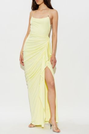 Versace Long Strappy Dress, Womens, Yellow