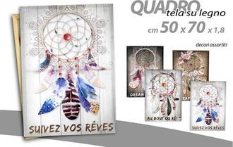 Trade Shop Trade Shop - Quadro Decorativo Tela Su Legno Decoro Indian 50x70x1,8cm Decori Assortiti 743474