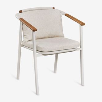 Sklum Sklum - Pack De 4 Sillas De Comedor Con Reposabrazos En Aluminio Y Tela Boucl&eacute; Yervin