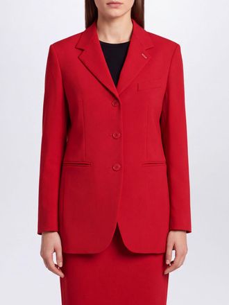 Max Mara Single-Breasted Cropped Blazer in Virgin Wool with Lapel Collar