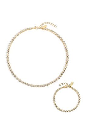 Electric Picks Jewel Tennis Bracelet and Necklace - Set of 2 in Gold at Nordstrom