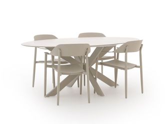 Bellagio la vita attrattiva Bellagio Valli/Furato ellips 200cm dining tuinset 5-delig