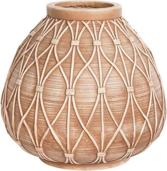 Beliani Beliani - Boho Flower Vase Magnesium Indoor Outdoor Planter Light Brown Domokos