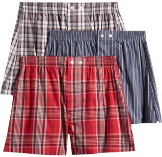 Nordstrom 3-Pack Classic Fit Boxers in Red Dawson Plaid Multi at Nordstrom, Size 32