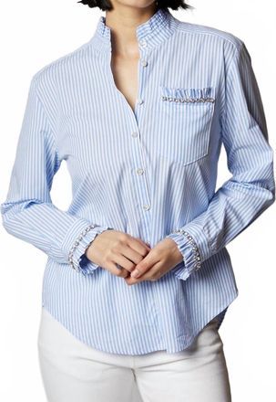 Cinq &agrave; Sept Gerda Stripe Blouse In Blue/white