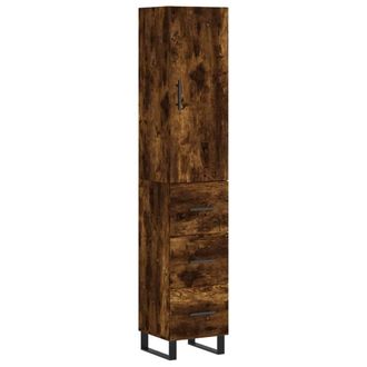 Berkfield Home Highboard Smoked Oak 34.5x34x180 cm Engineered Wood in Brown