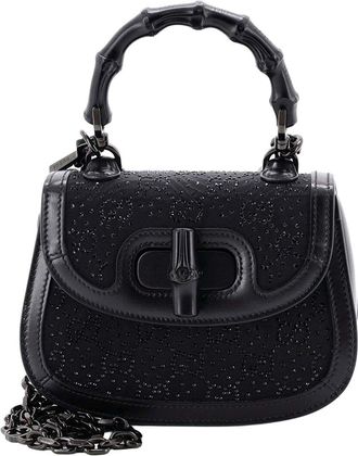Gucci Bamboo 1947 Top Handle Bag Crystal Embellished Gg Mini (Authentic Pre- Loved)