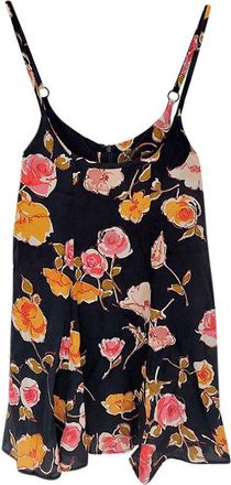 Reformation Black painterly floral crepe cami top Size XS